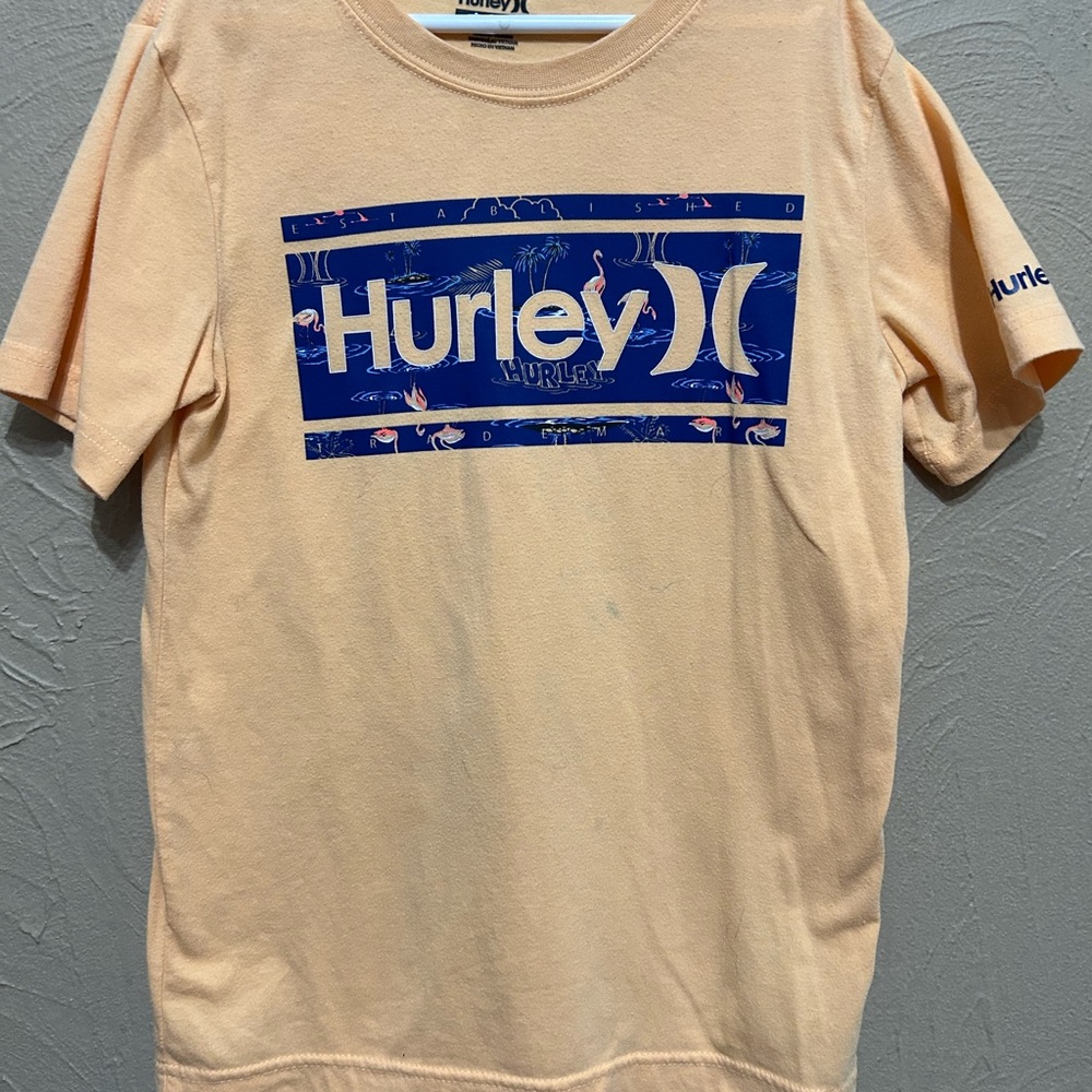 Hurley Peach and Blue Kids Short Sleeve Tee